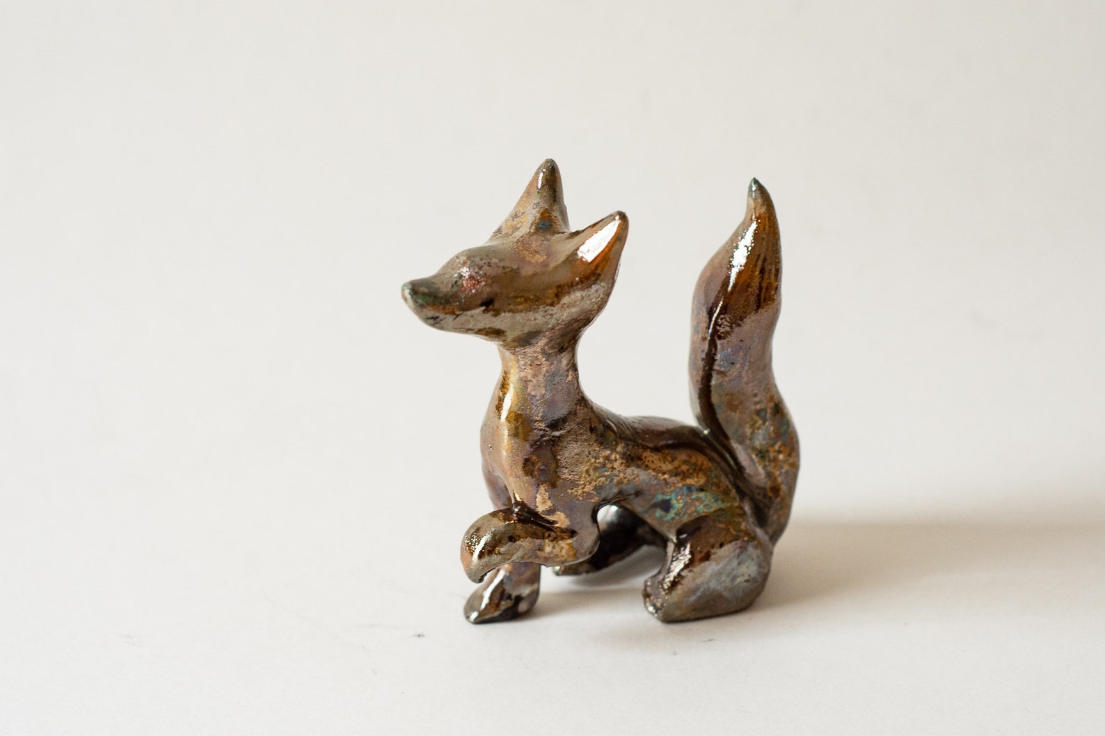 Gold Fox Sculpture Raku Ceramic Handmade Ceramic Fox | Etsy