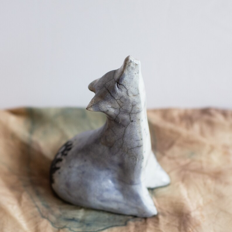 ceramic wolf statue