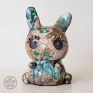 RAKU BUNNY Ceramic Statue /  Contemporary art sculpture Apartment Decor / designer Unique handmade fertility wedding gift for bestie