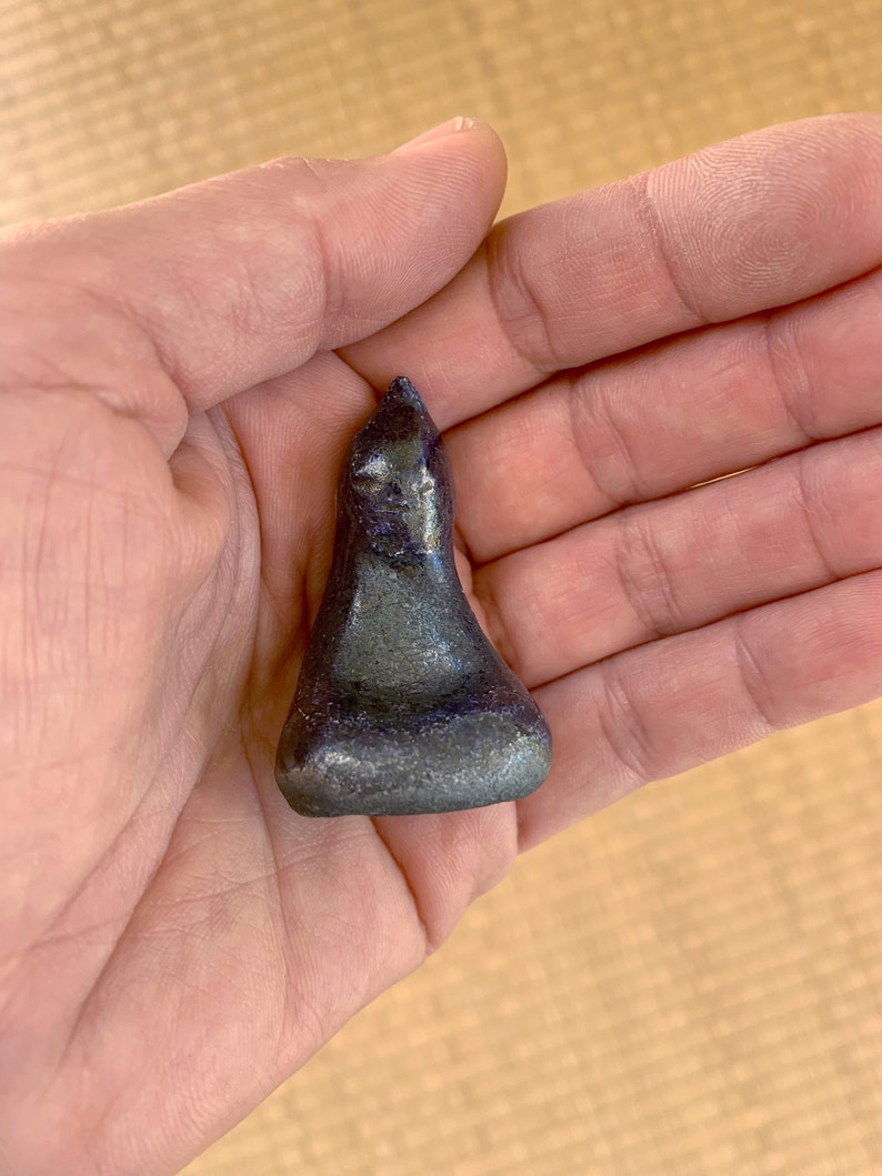 Meditation Deep Cobalt Black Buddha in sitting position Zazen Vispassna Yoga Buddha Sculpture Shrine