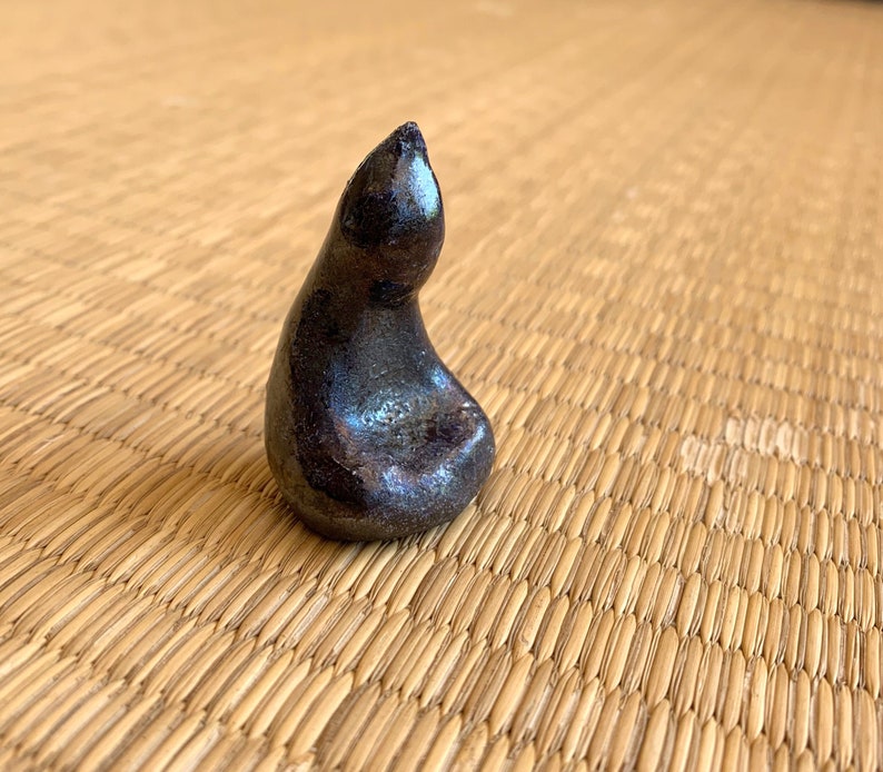 Meditation Deep Cobalt Black Buddha in sitting position Zazen Vispassna Yoga Buddha Sculpture Shrine