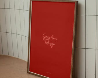 Fire Sign Zodiac Art Print | Red Minimalist Astrology Decor (Digital Download)