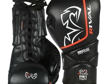 Rival Boxing RS1 Pro Fight Lace Up Leather Boxing Gloves for Men/Women