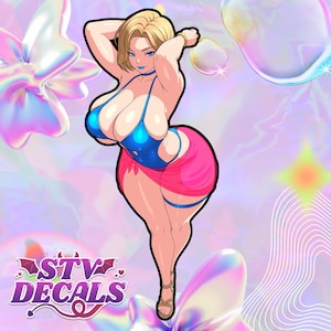 Anime Lewd Waifu glanzend vinyl autosticker – Sexy NSFW-bumpersticker, waterdichte anime-meisjesticker voor auto, raam en laptop