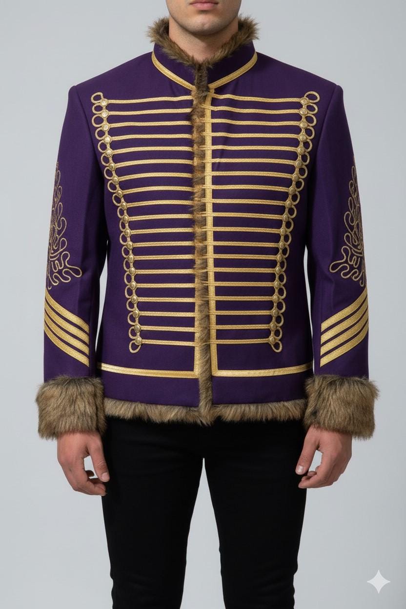 Custom Jimi Hendrix Purple Hussar Jacket: 18th Century Military