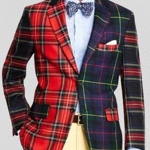 Men&#39;s Handmade Tartan Kilt Jacket: Scottish Highland Wedding Coat