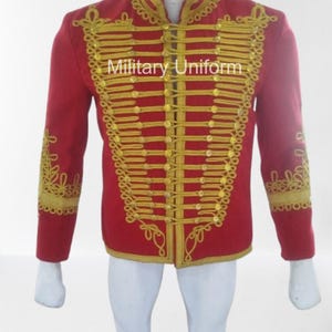 New Handmade Men&#39;s Napoleonic Military Style Hussar Jacket Red Jimi Hendrix Tunic Pelisse Hussar Jacket Dolman hussar jacket for men