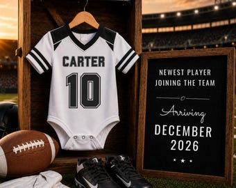 Football Pregnancy Announcement Template, Editable Canva Baby Reveal, Custom Football Jersey Announcement, Sports Pregnancy Reveal
