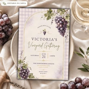Wine Tasting Invitation Template, Editable Canva Invite, Vineyard Party Invitation, Winery Invitation, Printable Template, Wine Country