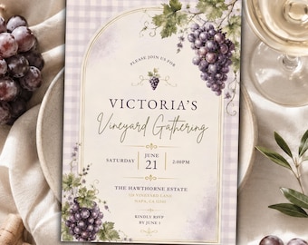 Wine Tasting Invitation Template, Editable Canva Invite, Vineyard Party Invitation, Winery Invitation, Printable Template, Wine Country