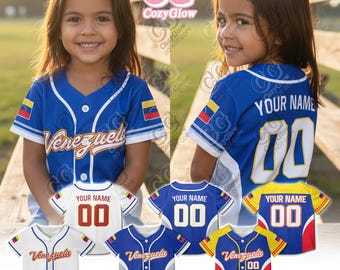 Custom Venezuela Baseball Jersey 2026, Personalized Name Number Shirt, Venezuela Fan Gear, Crop Top Jersey Youth Baseball Jersey