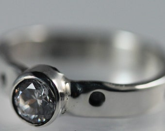 Sterling Silver Bezel Set CZ Ring