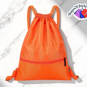 Unisex Wasserdichter Fitness-Rucksack | Faltbarer Turnbeutel | Kordelzug mit Reißverschlusstasche | Outdoor Sports & Travel Aufbewahrungstasche