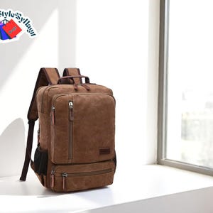 Sac à dos en toile rétro pour homme | Sac à glissière grande capacité | sac à dos de voyage multi-poches | Sac d'école spacieux pour ordinateur portable pour un usage quotidien