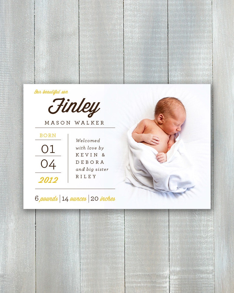 Simply Type Baby PDF Announcement Etsy
