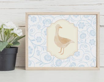 Vintage Goose Nursery Print: Farmhouse Animal Art (Digital Download)