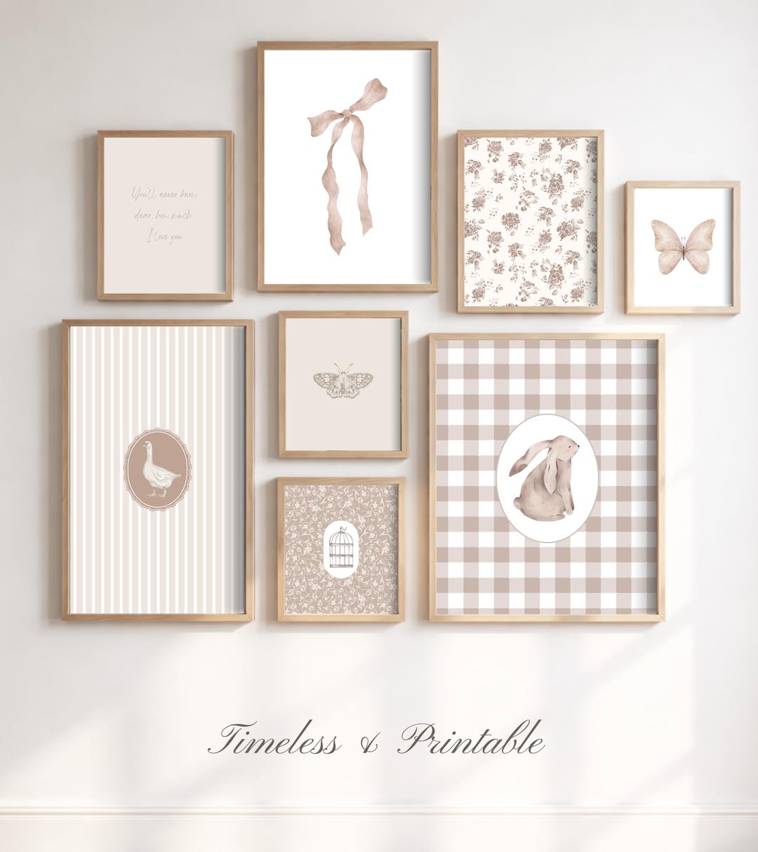 Dusty Rose Nursery Wall Art Set of 8 | Pink Floral Girls Room Decor ...