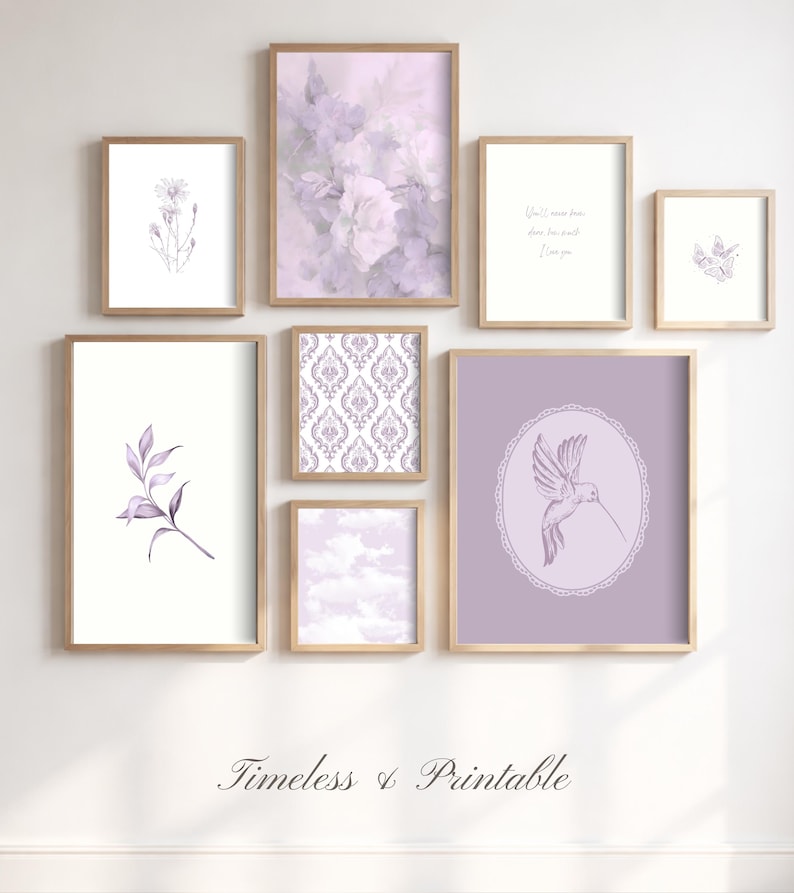 Purple Girls Nursery Wall Art Set of 25 | Lilac & Lavender Baby Room ...