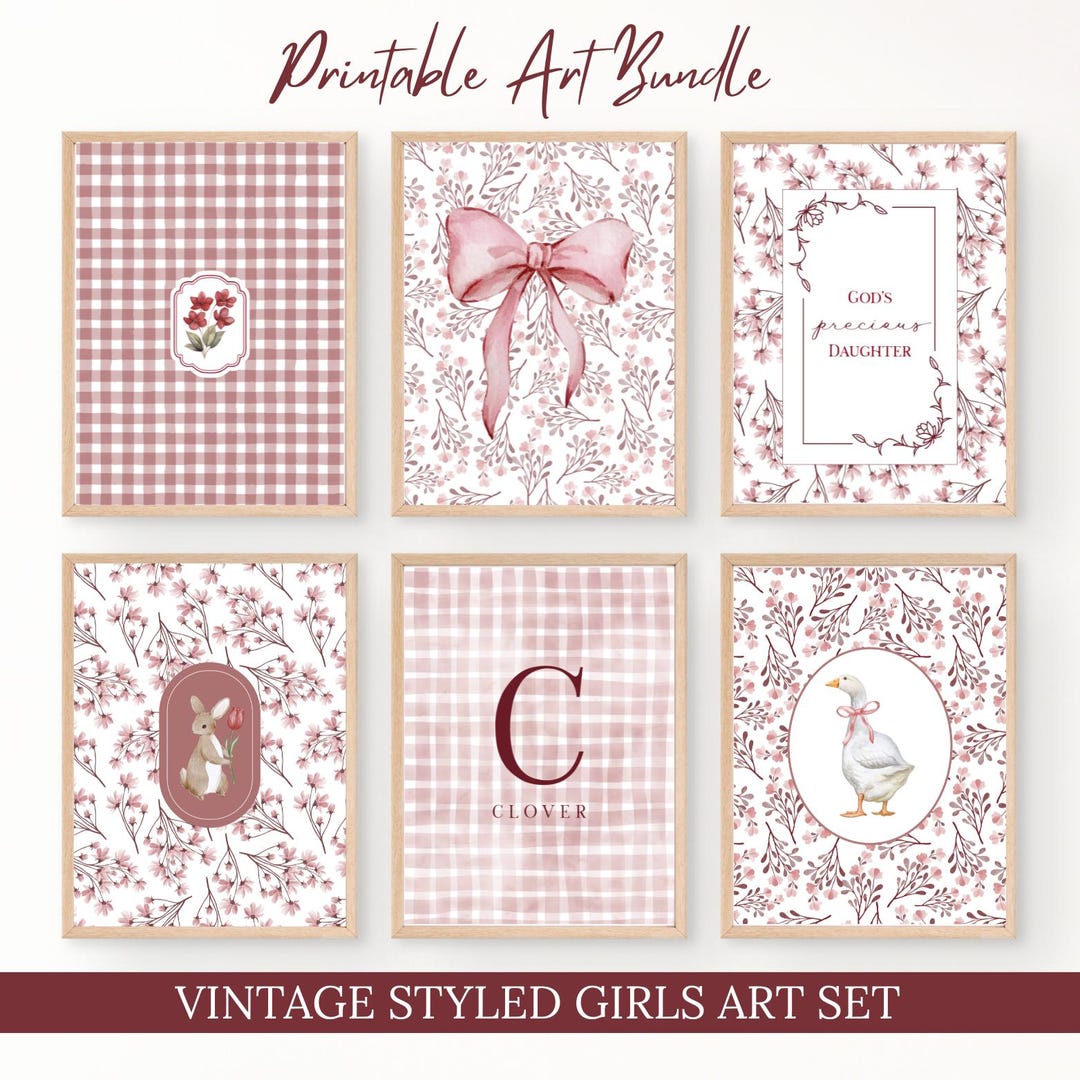 Red Girls Nursery Gallery Wall Set Rose Red Room Prints Set Girls ...