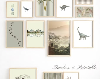 Personalized Dinosaur Wall Art | Custom Name Dino Prints | 25-Piece Toddler Room Gallery | Adventure Playroom Decor | Boy Nursery Printable