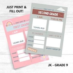 Personalized Back to School Sign Printable: First Day Photo Prop (Digital Download)