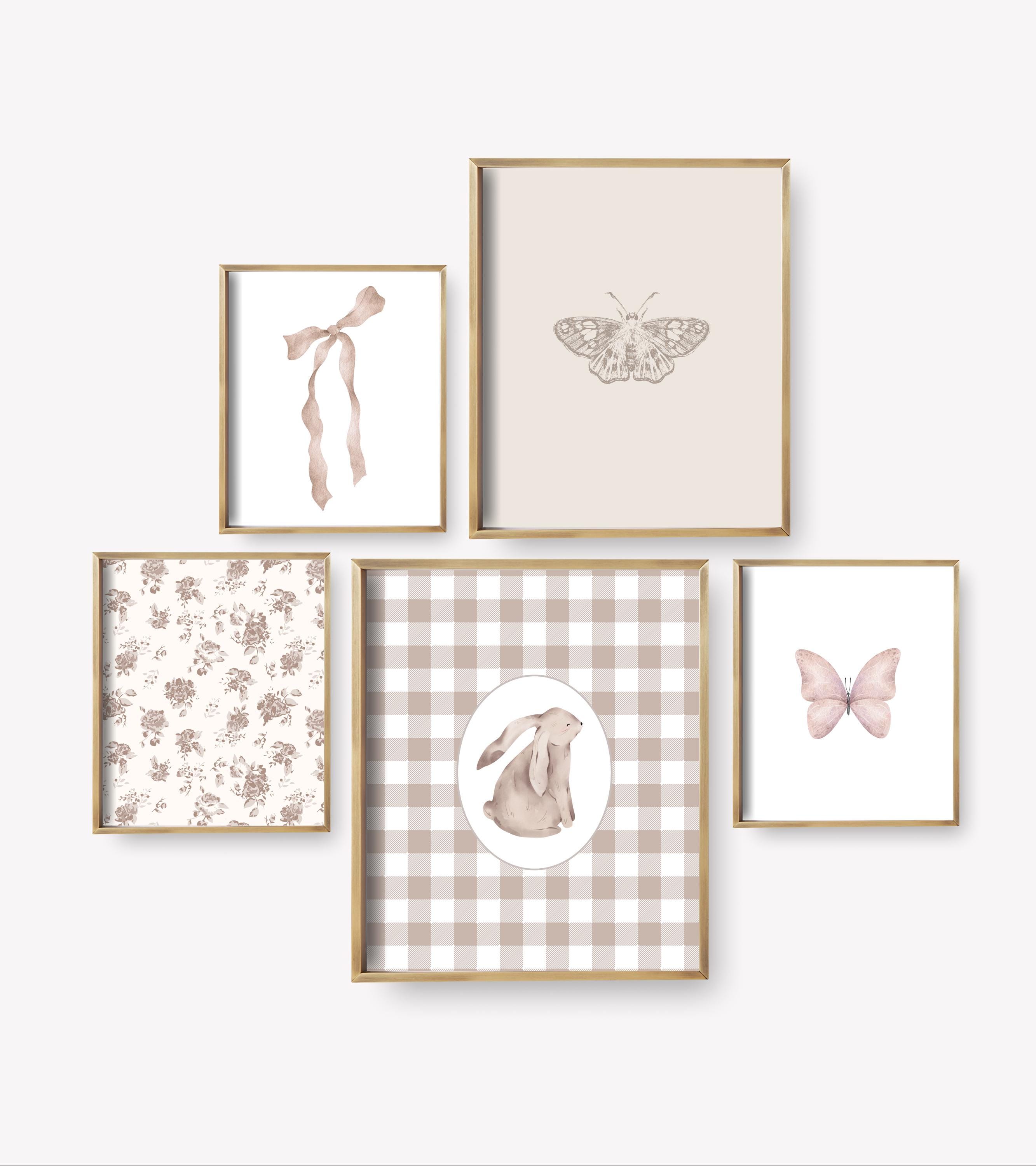Dusty Rose Nursery Wall Art Set of 8 | Pink Floral Girls Room Decor ...