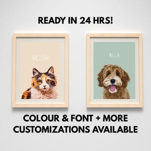 Custom Pet Portraits Using Pet Photo Personalized Digital Dog Portraits Cat Portraits Custom Dog Portraits Custom Pet Art Pet Drawing Poster