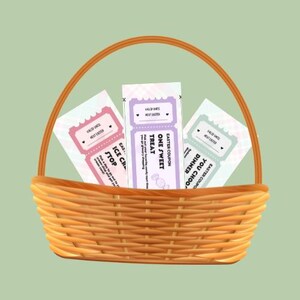 Easter Coupons Easter Basket Fillers Printable Easter Bunny Bucks Easter Egg Stuffers Easter Egg Hunt Kids Coupons Kid Coupon Ideas