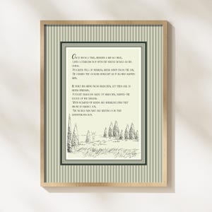 Stampa con poesia "Lunga vita all'infanzia" - Decorazione murale in stile cottagecore per la cameretta dei ragazzi, arredamento vintage per la cameretta.
