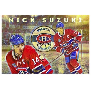 Nick Suzuki Poster Digital NHL Wall Art Hockey NHL Play Offs Montreal Canadians Fan Man Cave Gift Suzuki Fans Habs Fans Hockey