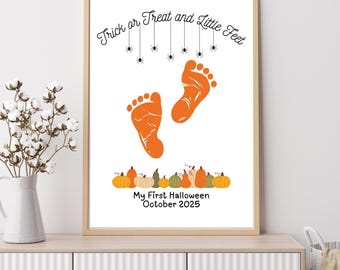 Baby’s First Halloween Keepsake | Halloween Footprint Art | Handprint Craft Kids | Halloween Activity | DIY Halloween Kid Craft | Printable