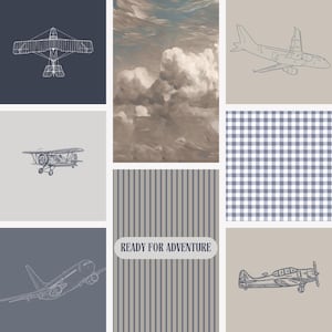 Vintage Airplane Nursery Wall Art Set of 15 | Watercolor Plane Prints | Aviation Baby Boy Room Decor | Travel Blue Wall Art Digital Download image 9