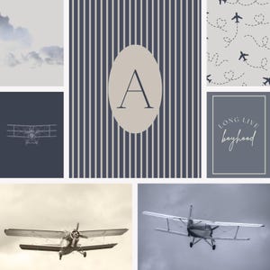 Vintage Airplane Nursery Wall Art Set of 15 | Watercolor Plane Prints | Aviation Baby Boy Room Decor | Travel Blue Wall Art Digital Download image 8
