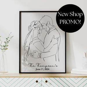 Hand Drawn Couple Portraits - Personalized Cartoon Illustration for Newlyweds - Custom Wedding Portrait Gift - Unique Anniversary Present