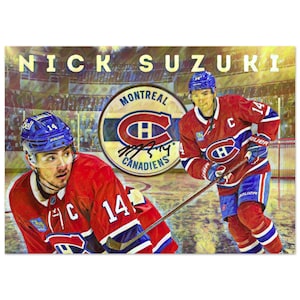 High-Quality Nick Suzuki Hockey Art Poster | Montreal Canadiens Fan Gift | Semi-Glossy Finish | Custom Print Options | Sustainable Paper |