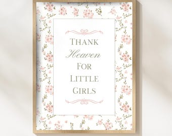Nursery Print | Sage Green Monogram Wall Art | Baby Name Decor Instant Download Thank Heaven for Little Girls