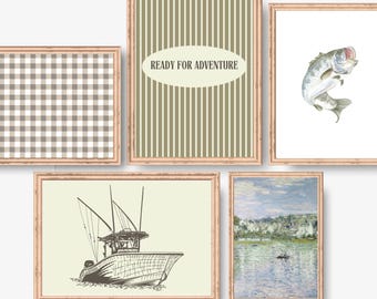 Retro Fishing Nursery Art Prints: Cabin & Woodland Decor (Digital Download)