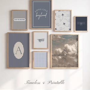 Vintage Airplane Nursery Wall Art Set of 15 | Watercolor Plane Prints | Aviation Baby Boy Room Decor | Travel Blue Wall Art Digital Download image 6