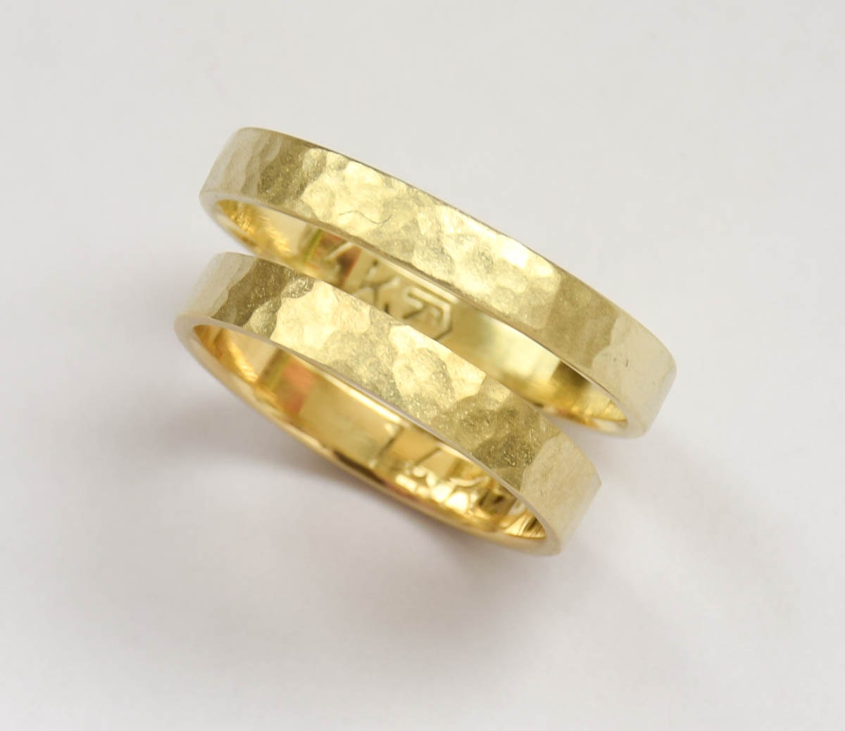 Gold Wedding Band set hammered Wedding ring women's Etsy