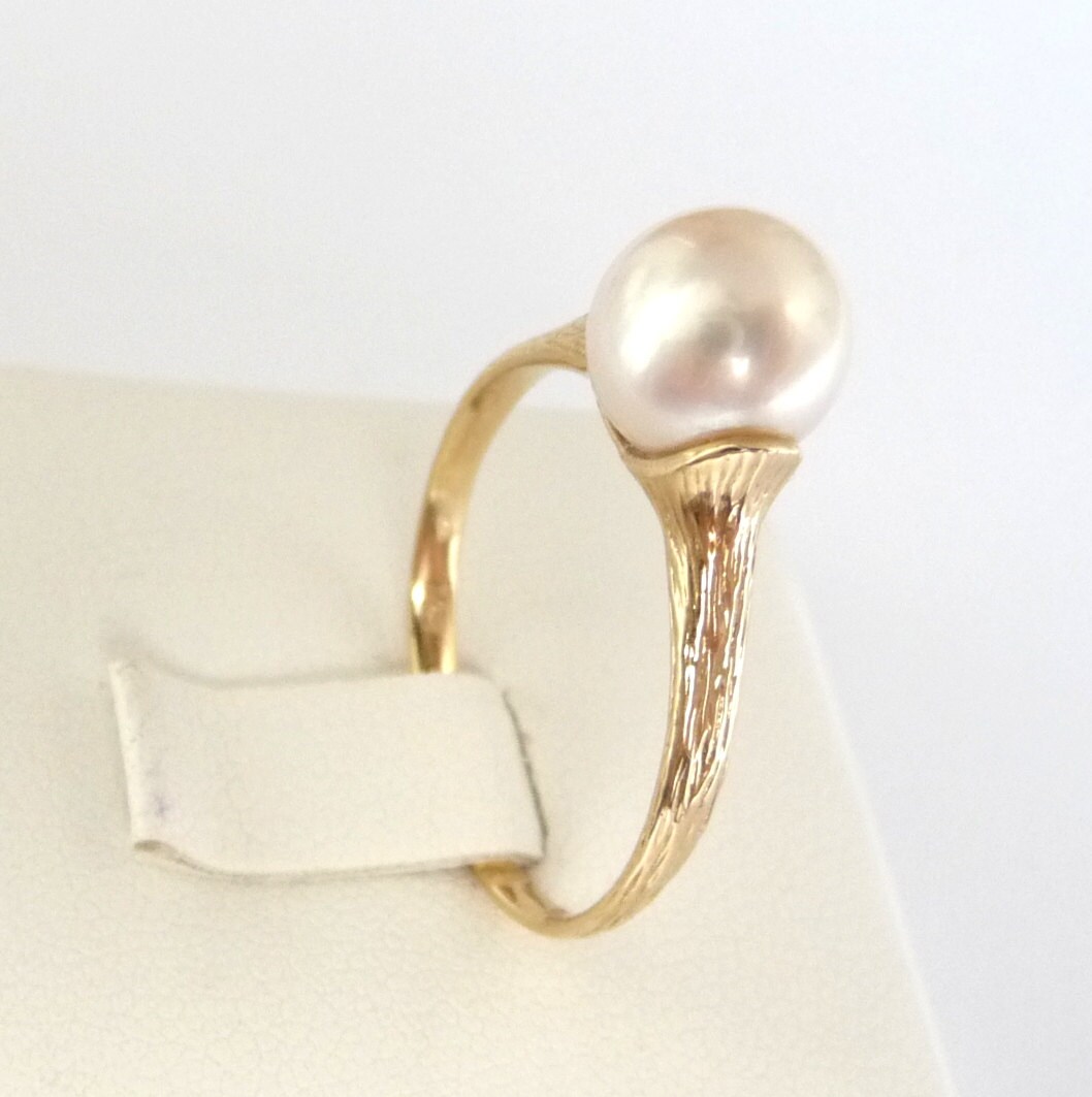 Pearl engagement ring gold pearl ring classic promise ring Etsy