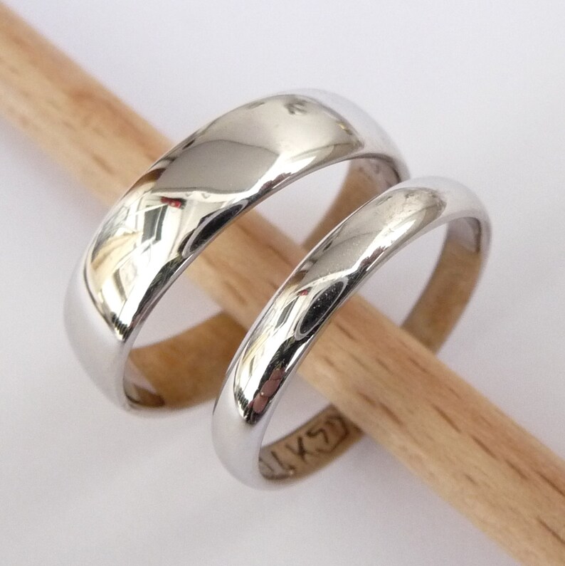Wedding Rings Set White Gold Wedding Bands Set Men Women Rings Etsy