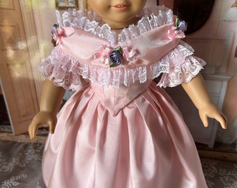 1860 Amy five piece ball gown made to fit 18 inch dolls like American girl