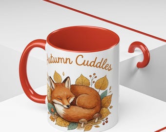 Cozy Autumn Fox Mug with Rustic Woodland Design and Vibrant Colors - Ceramic Coffee Cup
