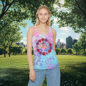 Floral Tie Dye Racerback Tank: Women&#39;s Motivational Workout Top