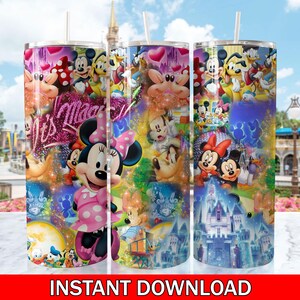 Vaso delgado de Minnie Mouse (PNG), vaso de Minnie Mouse y sus amigos (Dlsney), envoltura de vaso de Minnie (PNG) para sublimación, descarga instantánea