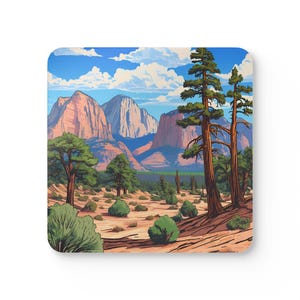 Coaster Set, Zion National Park inspired artwork, Home Decor, Drink Coasters, Housewarming Gift, Nature Lover Gift, Rustic Coasters