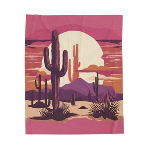 Desert Sunset Velveteen Plush Blanket | Cozy Home Decor, Gift for Her, Camping Comfort, Bohemian Blanket, Adventure Throw