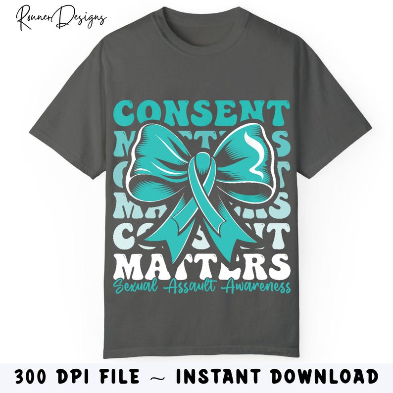 Sexual Assault Awareness Month Png, Coquette Bow Consent Matters Png ...