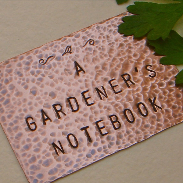 Gardener's Notebook Plaque - Hand Stamped Copper