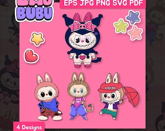 Labubu Character SVG Bundle: Cricut, Silhouette, and Laser Cut Designs